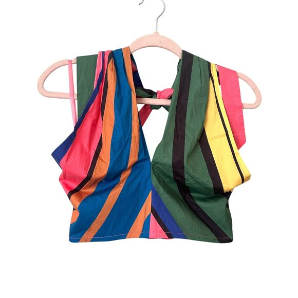 STAUD Kai Striped Cropped Halter Top Formentera NWT Medium - Picture 4 of 6